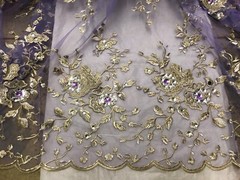 Rhinestone Floral Embroidery French Lace Fabric 50” Width Sold By The Yard