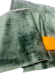 Lot of 6 Yds Deep GREEN Velveteen Fabric Polyester Craft Dress Decor READ SIZES
