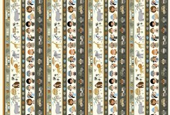 Nursery Baby Fabric | Safari Adventure Animal Stripe Green | Kanvas Studio YARD
