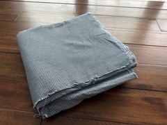 Woven navy & white check plaid fabric, 5.5 yard length, 59″ wide. For aprons +