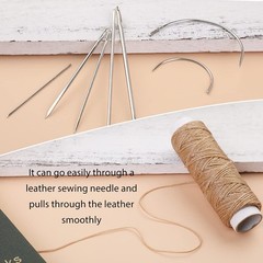 Ftyiwu Waxed Thread, Upholstery Needle and Thread 32 32Yard, Original Khaki