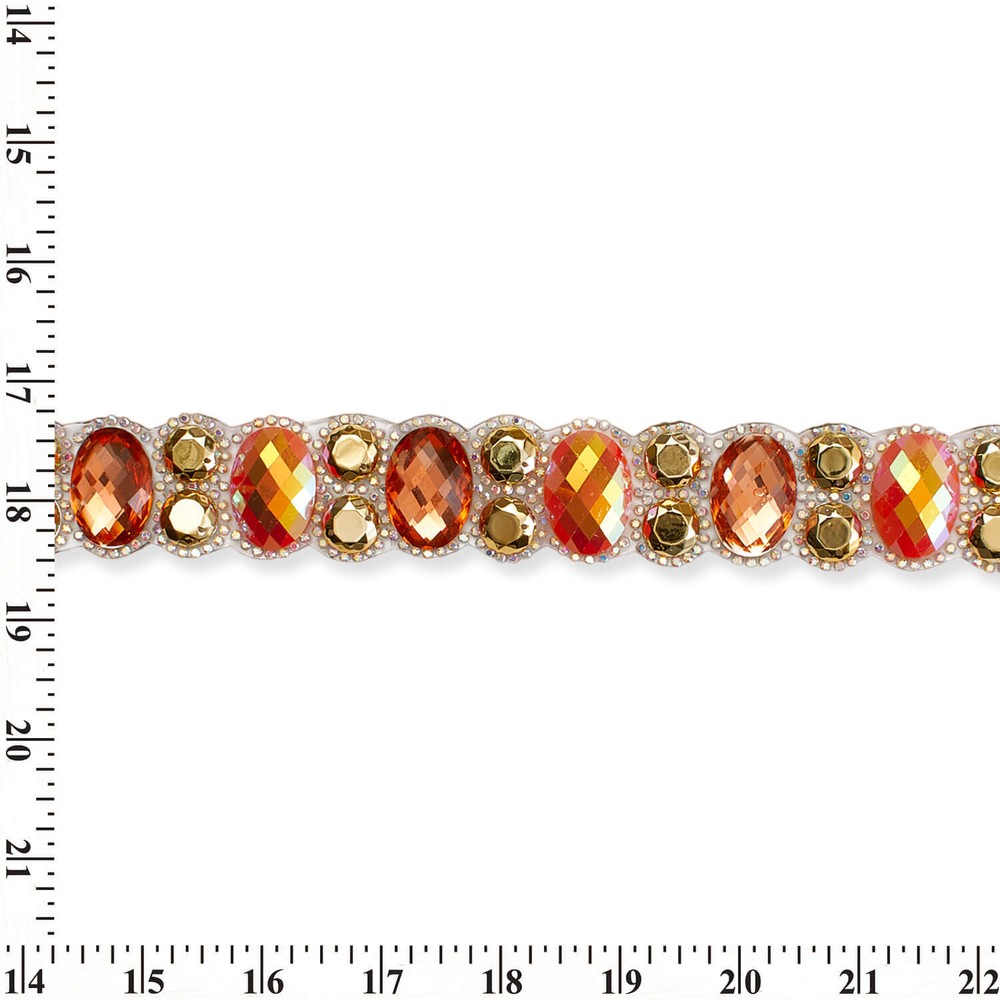 Oval Resin Rhinestone Iron On Gel Backed Trim Sold By The Yard