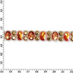 Oval Resin Rhinestone Iron On Gel Backed Trim Sold By The Yard