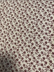 Calico Flowers Burgundy on Tan cotton Fabric per yd. Circa 1800s