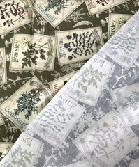 Herb Garden Kate Ward Thacker Seed Packets Sage Green Cotton Fabric BTHY #59
