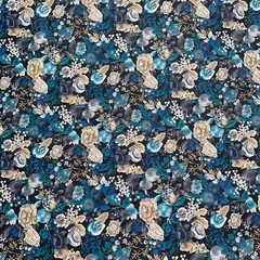 New HSoleil Fabric 8.75 yds Wonder Forest Rayon Turquoise Flowers on Blue Japan
