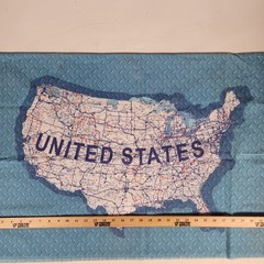 United States Map Fabric Quilt Panel Cotton Road Interstate Diamond Plate Blue