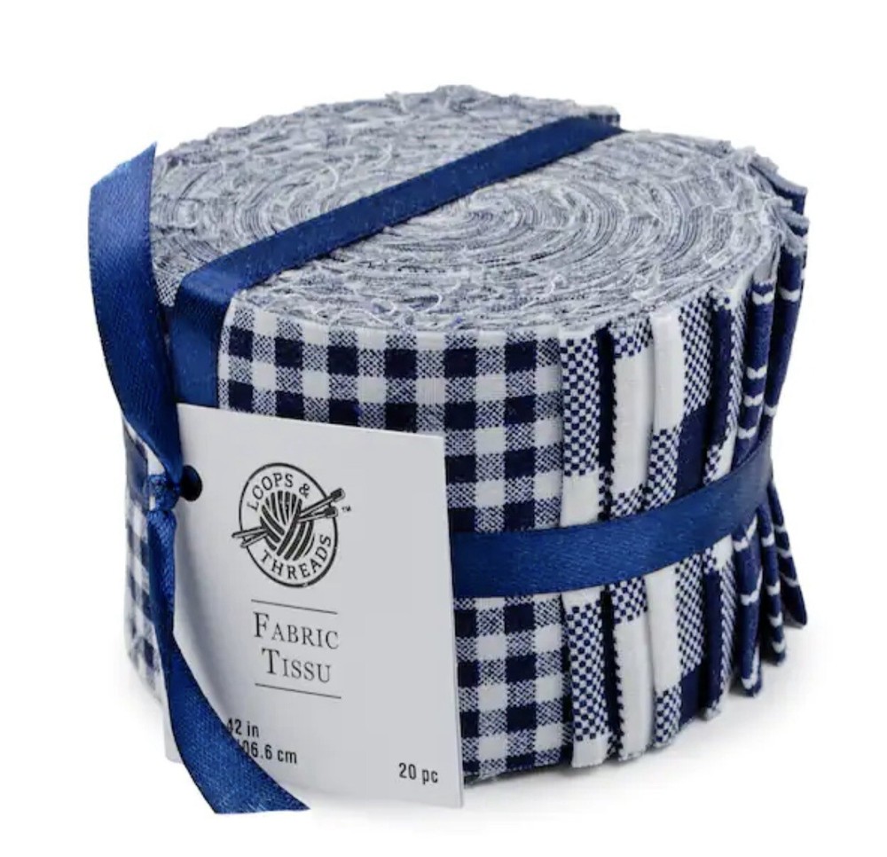 Fabric Strips (Jelly Roll) Navy Blue & White Prints Cotton Quilt Craft Fabric