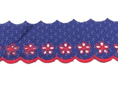 sangallo lace made in italy cm 7 piece 9.2 mt blue red scalloped