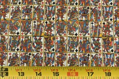 35″ Long x 35″ Wide, Vintage 1940’s-60’s,Jack Queen King Face-Cards Cotton,P2618