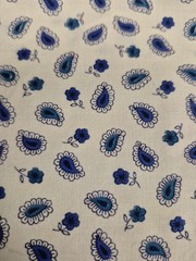 Schwartz Liebman Fabric 20×44 Blue Paisley Floral Vintage Remnant