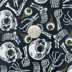 Halloween Skull Bone Eyeball Hands Cotton Fabric Black JOANN Gothic 1/2 Yard