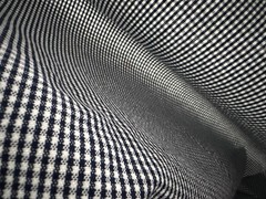 Woven navy & white check plaid fabric, 5.5 yard length, 59″ wide. For aprons +