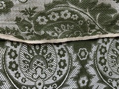 VTG Olive Green Silver Grey Woven Jacquard Damask Drapery Or Upholstery Fabric