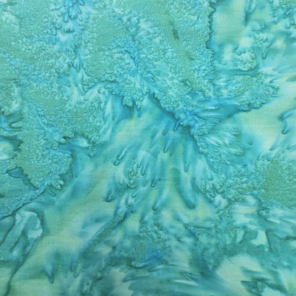 Teal Turquoise Batik Fabric Mottled Watercolor Cotton Quilting 45 x 56
