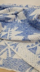 Blue Ivory Geometric Tweed Fabric by the Yard Aztec Tribal Style Fabric 150cm