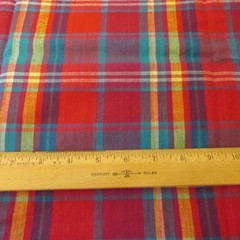 Cotton Fabric Plaid Block Square Stripe Red Green Yellow 2 1″ x 44