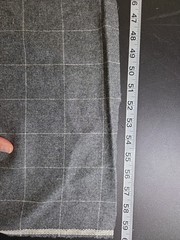 Vtg BRITEX Fabric Wool? Gray White Windowpane 2 Yards 58″ Wide