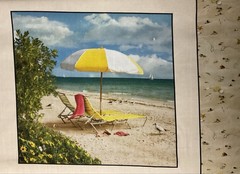 REALISTIC BEACH SCENES COASTAL LIFE SEASIDE 6 BLOCK COTTON FABRIC PANEL