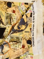 Travel Theme on Map Bon Voyage 1Y x 44″ Width Fabric 1 Y x 44″ Width