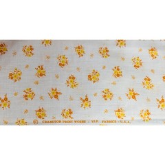 Vintage Cranston Print Works V.I.P. Yellow Orange Floral Fabric 108″ x 44″ 3 Yds