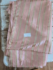 11+ Yards Beautiful Satin Stripe Upholstery Fabric Pink Green Coral Blush Stripe