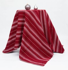 Decorative coverlet: Ukrainian ethnic Tablecloth PLAKHTA Red black white