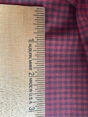 10 Yards Vtg Mission Valley Textiles Cotton Gingham Plaid Fabric Dark Red USA