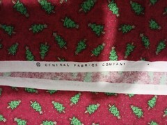 Christmas Tree On Red Fabric 1 Yard 10 Inches Plus Remnant Of 14 Inches Flawed