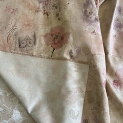 Elegant Jacquard Silk/Satin Blend Upholstery Fabric Beige Pink Floral 58″x 53″