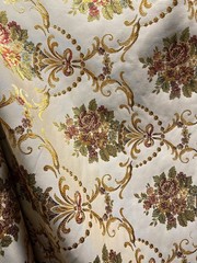 BEIGE GOLD Multicolor Floral Upholstery Drapery Brocade Fabric (54 in.) Sold BTY
