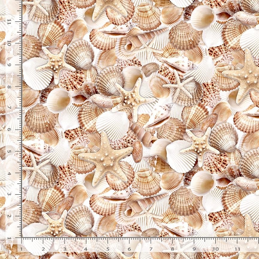 Let Your Light Shine Fabric | Packed Sea Shell Brown | Timeless Treasures YARD