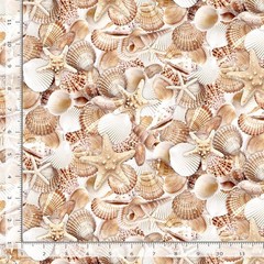 Let Your Light Shine Fabric | Packed Sea Shell Brown | Timeless Treasures YARD