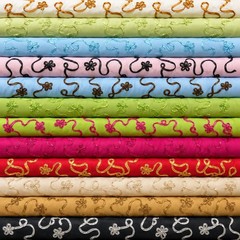 Ribbon Embroidered Taffeta Fabric 60″-Floral Vine Design- sold by 2 yards