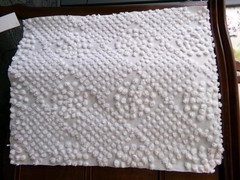 White Vtg Chenille Bedspread Fabric, geometric popcorn dots 19″ x 24″ piece