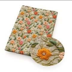 Flower floral Basket weave3D look Polycotton woven fabric flower 20×55″ 1278280