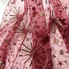 Sequin Star Mesh Lace Fabric Sheer Wedding Dress Skirts Sew Cloth Curtain Craft