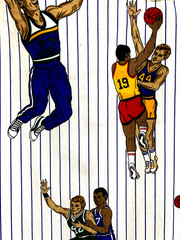 Basketball Print by Princess Fabric Inc White Multicolor 42″ x 53″ L
