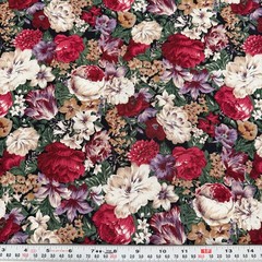 Vintage Florals Northcott Silk Inc Black Cotton Fabric by the HALF YARD