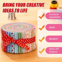 40 PCS Jelly Roll Fabric Strips Quilting Round Dots PreCut Cotton Patchwork
