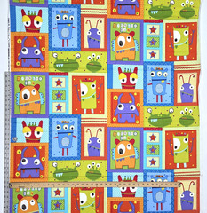 Googlies Monsters Cheater Quilt Blocks Juvenile Cotton Fabric Benartex 1.5 YDS