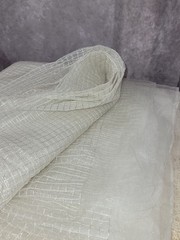 Vintage Sheer Ivory Windowpane Fabric Textured Check Organza Voile 3 Yards X 54″