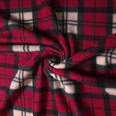 Red Plaid Fleece Fabric 58″ Wide Black Cream Windowpane Fleece Yard
