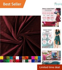 Stretch Velvet Fabric Burgundy 60 inch Wide 1 Yard Soft & Durable for Sewing