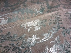 NEW~Small Pc Project~Seafoam/Taupe Damask Brocade Shimmer Light Wt Fabric~44″x55