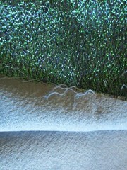 1.8 Yards Metallic Dark Green & Blue Woven Synthetic Fabric 38″ Wide Shiny