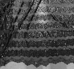 Black sequins Embroidered Lace fabric 50” Width 1 Yard
