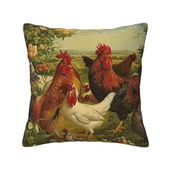 OGNOT Chicken Farm Cushion Cover 16×16 Inch Decorative Throw Pillow Case