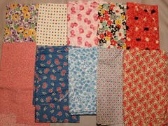 Vtg 1930s – 1960s Cotton Quilting Sewing Fabric Remnants ~ Florals + Lot #4