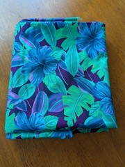 VTG Fabric Tahitian Floral Blue Green Purple Hibiscus 144×43 Tropical